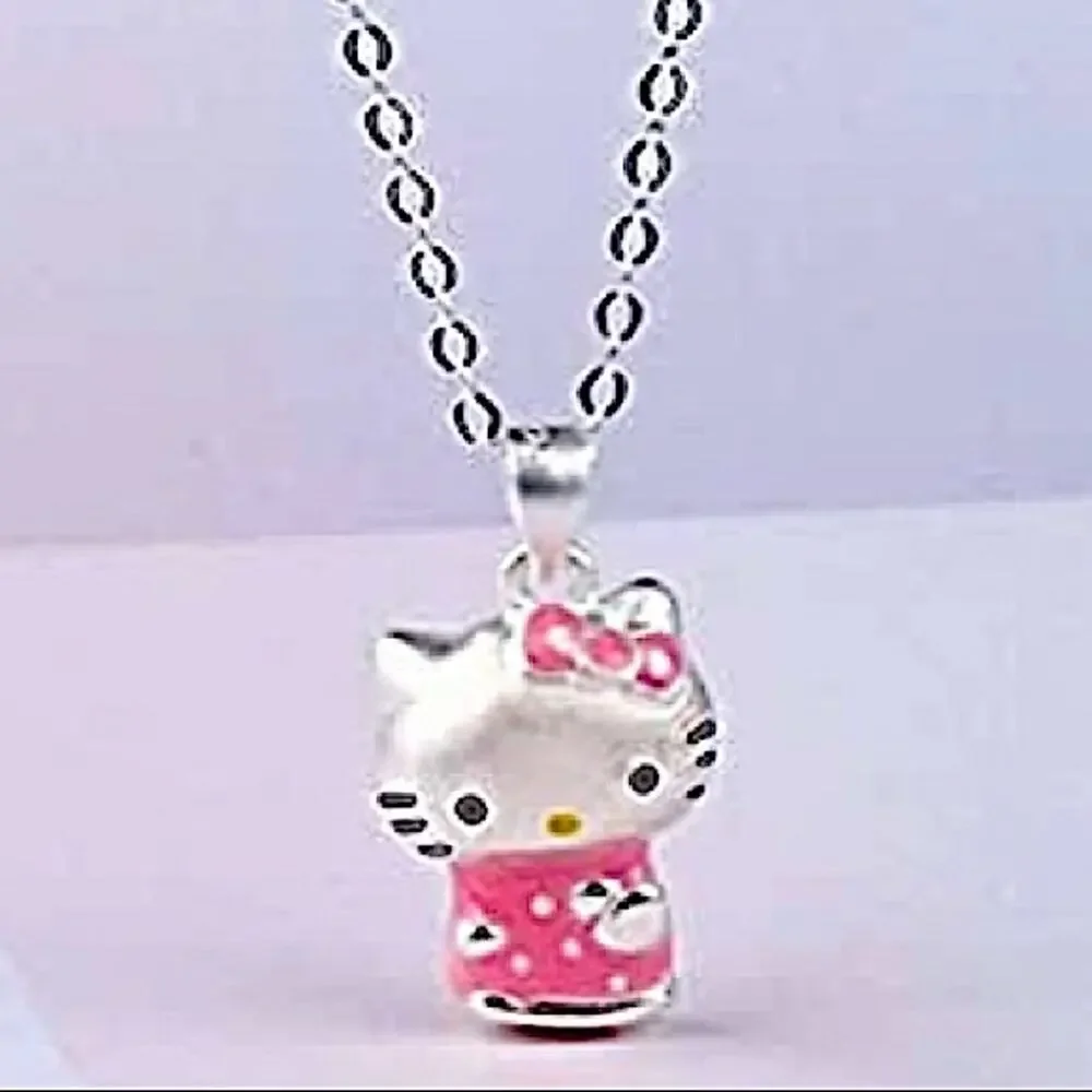 Hello Kitty Sterling Silver Charm Pendant Necklace